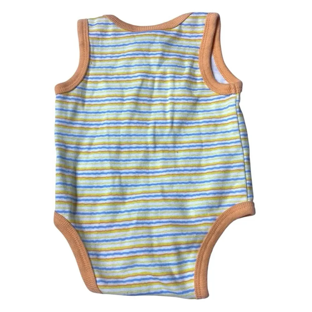 Vintage Disney Baby Winnie The Pooh Sleeveless Y2K Striped Bodysuit 0-3M Sleeper